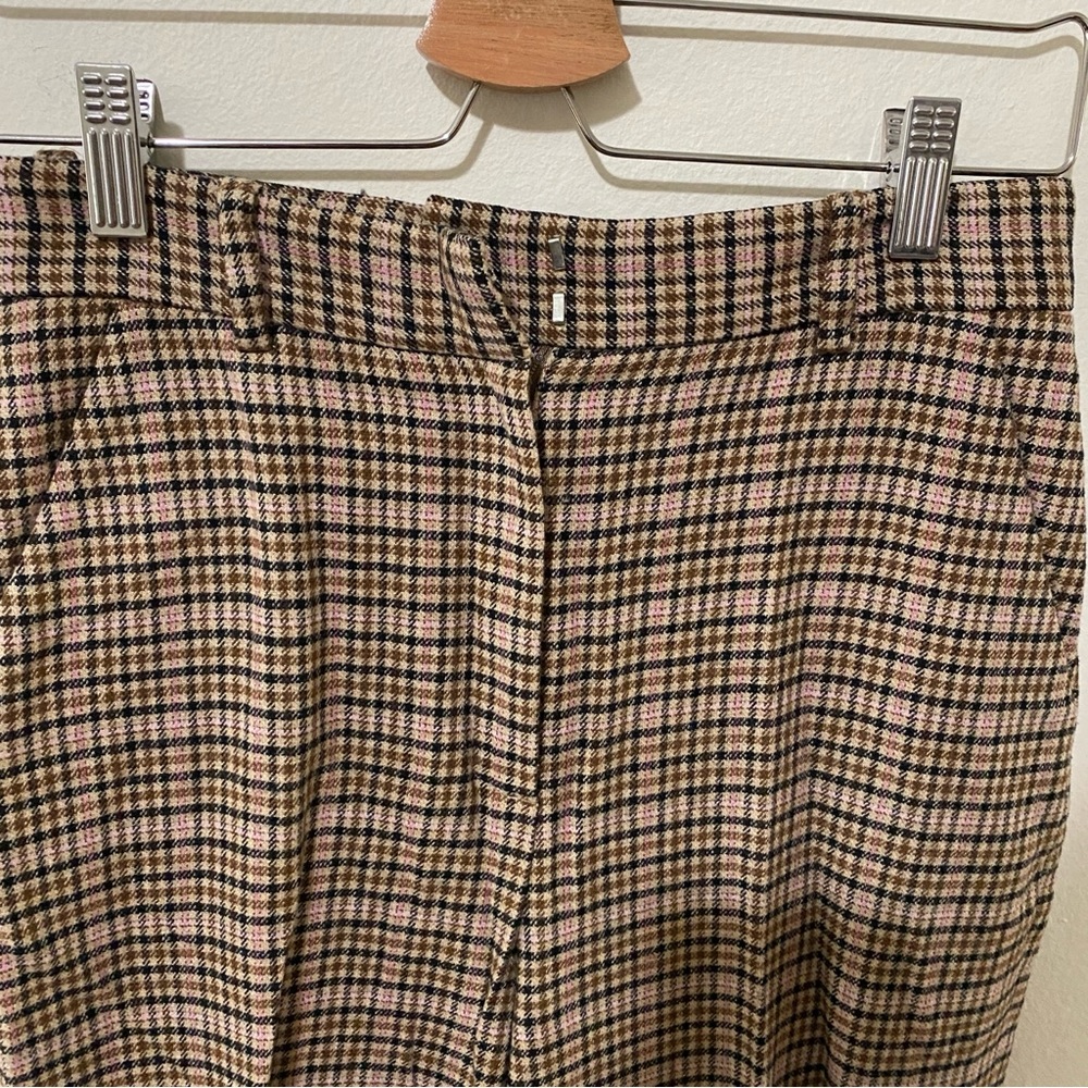 And Other Stories & Other Stories Plaid Beige Checked Flare High Waist Pant Sz4 - Picture 3 of 5